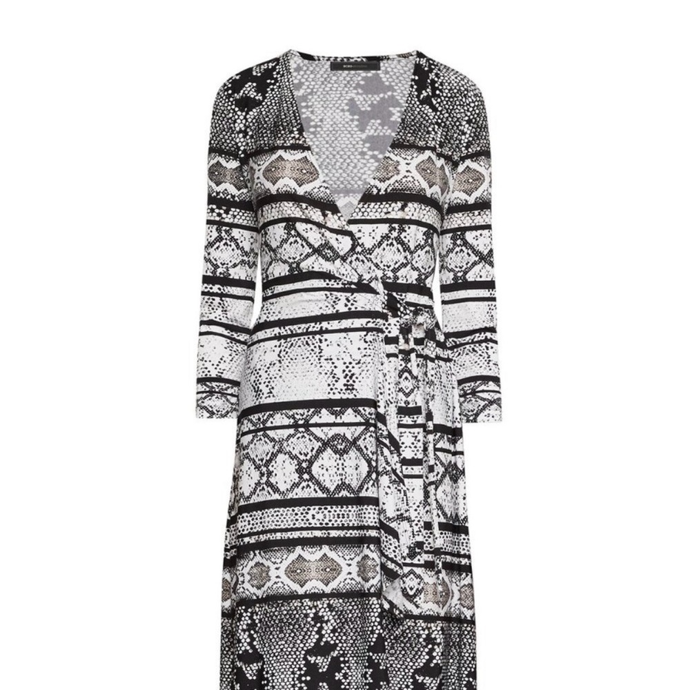 BCBG Black and White Patterned Wrap Dress - Picture 2 of 11
